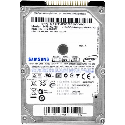 Samsung SpinPoint M5 160GB, 2,5'', 5400rpm, PATA, 8MB, HM160HC