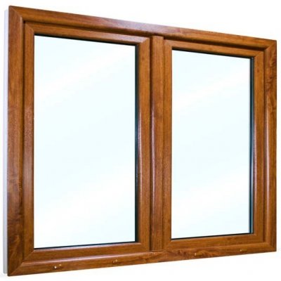 SkladOken.cz Okno dvoukřídlé se štulpem 145x115 cm , bílá|zlatý dub, PRAVÉ – Hledejceny.cz