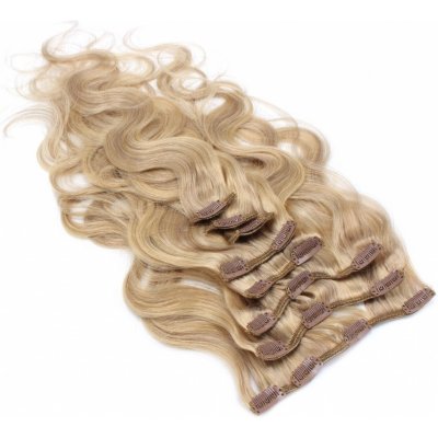 Clip in vlasy vlnité 100% lidské REMY 50cm přírodní/světlejší blond – Hledejceny.cz