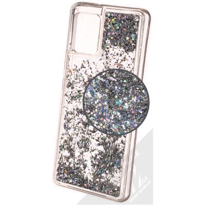 Pouzdro 1Mcz Liquid Diamond Sparkle ochranné s přesépacím efektem třpytek Samsung Galaxy A42 5G stříbrné