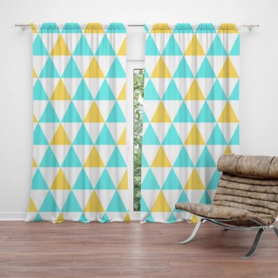 Sablio Závěs Dvoubarevné trojúhelníky: 2ks 140x250cm – Hledejceny.cz