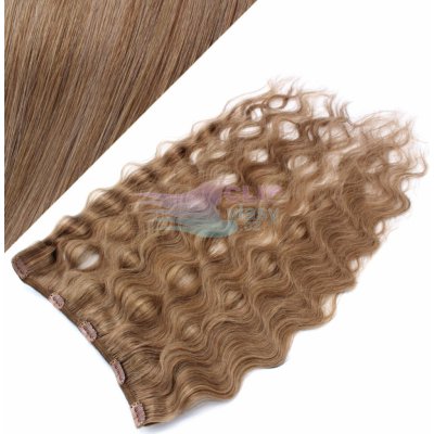 Vlnitý clip in pás 50cm 100% lidské vlasy - světle hnědá #12 – Sleviste.cz