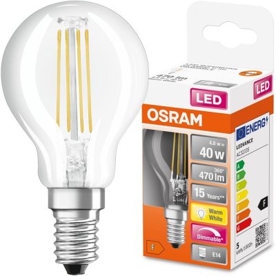 Osram Stmívatelná LED žárovka E14 P45 4,8W = 40W 470lm 2700K Teplá bílá – Zbozi.Blesk.cz