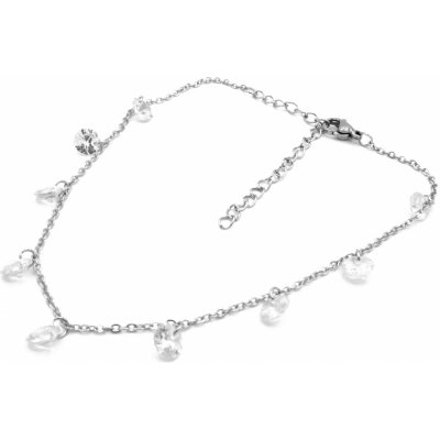 Steel Jewelry Náramek na nohu bílý krystalek z chirurgické oceli NK220127