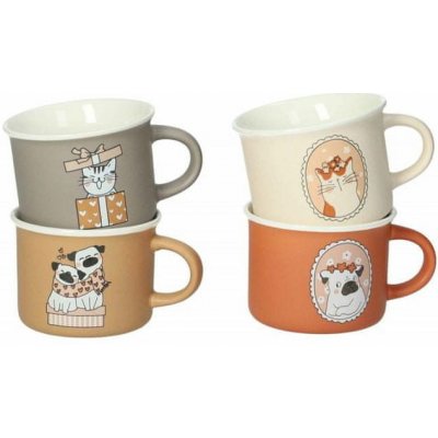 Brandani porcelánových šálků na kávu s motivem psů a koček 4 x 160 ml – Zboží Mobilmania