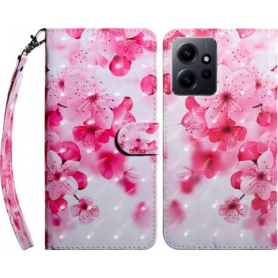 Pouzdro MFashion Xiaomi Redmi Note 12 4G - růžové - Květy