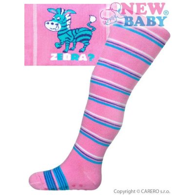 New Baby bavlněné punčocháčky s ABS růžové zebra s pruhy