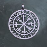 Drakkaria VEGVISIR kompas islandská runa Přívěšek stříbro velký P3528 – Zboží Dáma
