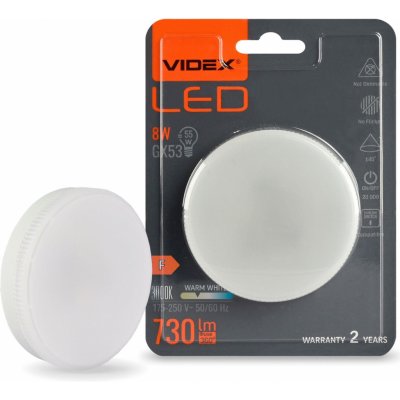 LED žárovka LED GX53 Reflektor 8W = 55W 730lm 3000K teplá bílá 140° Videx – Hledejceny.cz
