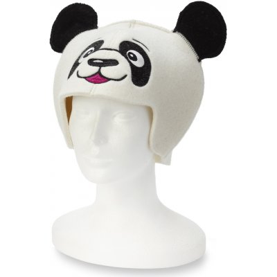 Wooline Čepice Panda černá ouška krémová – Zboží Dáma