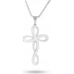 Biju Řetízek z chirurgické oceli s přívěskem, masivní křížek ozdobený zirkony 3001652 – Zboží Dáma