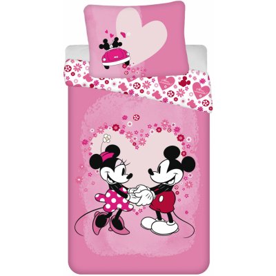 Jerry Fabrics Povlečení Mickey a Minnie Love micro Polyester mikrovlákno 140x200 70x90 – Zbozi.Blesk.cz