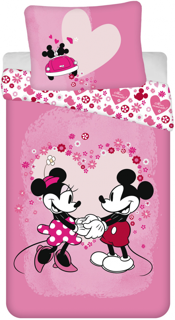 Jerry Fabrics Povlečení Mickey a Minnie Love micro Polyester mikrovlákno 140x200 70x90