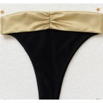 Sparkle*Me kalhotky s vysokým pasem s možností ohybu na bokovky se zlatým lemem černo zlatá – Zboží Mobilmania