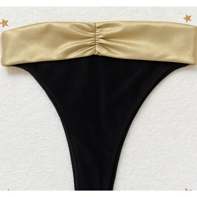 Sparkle*Me kalhotky s vysokým pasem s možností ohybu na bokovky se zlatým lemem černo zlatá – Zboží Mobilmania