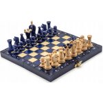 Královské šachy mini modré/ dřevěné šachy/velké figurky/ výrobce – Sleviste.cz