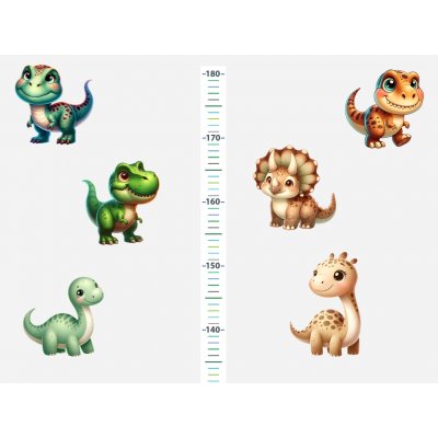 Nalepte.cz Dětský metr dinosauříci textilní přelepitelné samolepky na zeď výška 160 cm – Hledejceny.cz