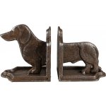 Clayre & Eef 2 ks hnědá litinová zarážka na knihy ve tvaru jezevčík - 23*8*13 cm – Zboží Dáma