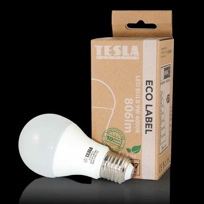 Tesla LED BL270940-4, žárovka BULB E27, 9W, 230V, 806lm, 25 000h, 4000K studená bílá, 220° – Hledejceny.cz