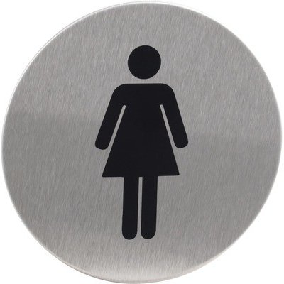 Piktogram Dámy, nerez, kulatý Ø 75 mm x 1,2 mm – Zboží Mobilmania