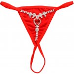 Shihan Červená tanga křišťálový řemínek silver – Zboží Dáma