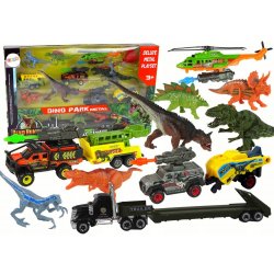 Lean Toys Vrtulník Dinosauři Sada vozidel 8 barevných ks