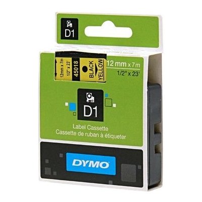 Dymo originální páska do tiskárny štítků 12mm x 7m / černý tisk / žlutý podklad / D1 (S0720580)