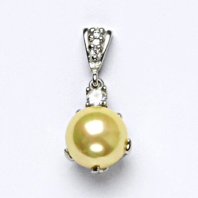 Čištín Stříbrný přívěšek s um. perlou, žlutá perla se skutečným perleťovým leskem P 1190/2