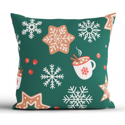 MKLuzkoviny.cz Vánoční bavlna ek Renforcé Vánoční perníček zelené 40 x 40 cm – Hledejceny.cz