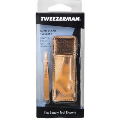 Tweezerman Mini Slant pinzeta se zešikmeným koncem mini s cestovním pouzdrem Rose Gold – Hledejceny.cz