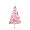Vánoční stromek vidaXL Umělý vánoční stromek s LED a sadou koulí růžový 150 cm PVC