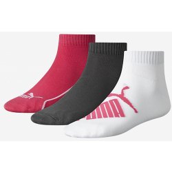 Puma Sada tří párů ponožek v tmavě růžové šedé a bílé