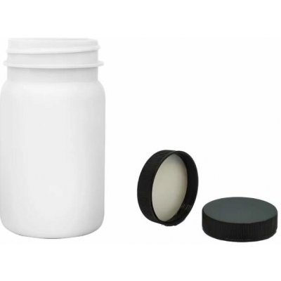 Pilulka Plastová lahvička bílá s černým uzávěrem 100 ml – Zboží Mobilmania