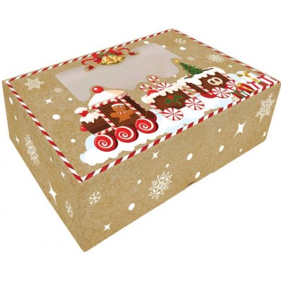 Alvarak vánoční krabice na cukroví Hnědá s perníčkovým vláčkem 26 x 15 x 7 cm – Zboží Mobilmania