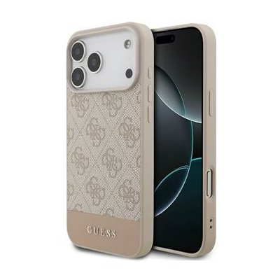Guess PU 4G Stripe Zadní Kryt pro iPhone 17 Pro Max Pink – Zboží Mobilmania