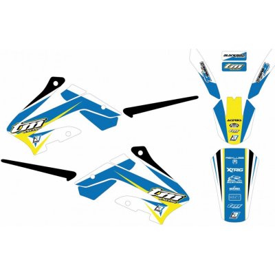 BLACKBIRD sada samolepek (dýhy) TM 2T/4T 08-14 DREAM 4 barva světle modrá žlutá bílá | Zboží Auto