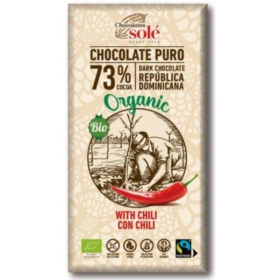 Chocolates Solé 73% čokoláda s chili BIO 100 g