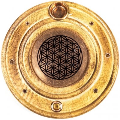 Mani Bhadra Stojánek na vonné tyčinky a kužely Květ života exotické dřevo 10 cm – Zboží Dáma