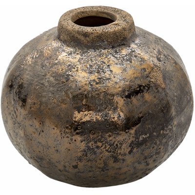 Hnědá keramická váza s bronzovou patinou Leann - Ø 10*8 cm - Clayre & Eef – Hledejceny.cz
