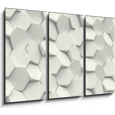 Obraz 3D třídílný - 105 x 70 cm - hexagon geometric background geometrické pozadí šestiúhelníku – Zboží Mobilmania