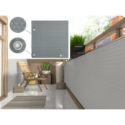MyBestHome Balkonová ratanová zástěna s očky MALMO, světle šedá, 90 cm 1300 g/m2 90x600 cm – Zboží Dáma