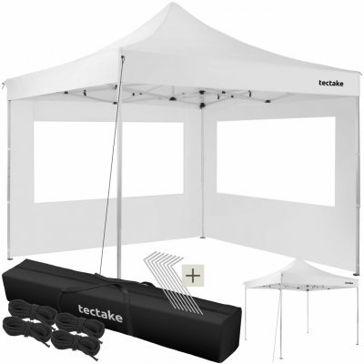 tectake 403148 Skládací pavilon Olivia 3x3 m s 2 bočnicemi bílá hliník – Hledejceny.cz