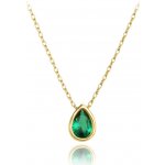 Minet Elegantní zlatý náhrdelník se zeleným zirkonem JMG0269GGN42 – Zboží Dáma