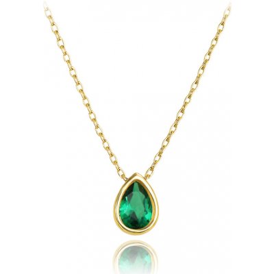 Minet Elegantní zlatý náhrdelník se zeleným zirkonem JMG0269GGN42 – Zboží Dáma