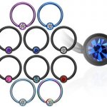 Šperky eshop piercing kroužek s kuličkou z anodizovaného titanu se zirkonem C10.5 světlemodrá čirá – Sleviste.cz