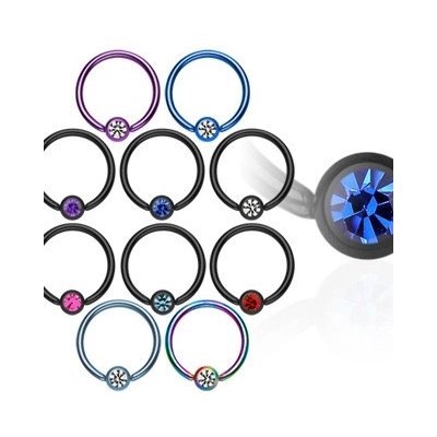 Šperky eshop piercing kroužek s kuličkou z anodizovaného titanu se zirkonem C10.5 světlemodrá čirá – Sleviste.cz
