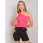 Basic Neonově růžový top na jedno rameno ca-tp-1483.10x-pink – Zboží Dáma