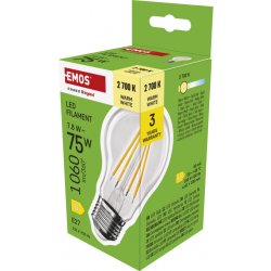 Emos LED žárovka Filament A60 E27 7,8W 75W 1060 lm teplá bílá