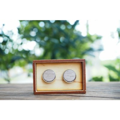 Wood Style manžetové knoflíčky šedé hedvábí – Zboží Dáma