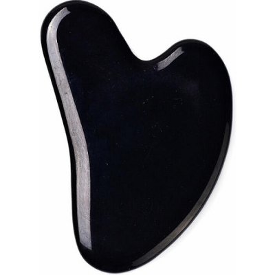 Nefertitis Gua sha z černého obsidiánu tvar srdce 7,5 cm NF36629 - délka cca 7,5 cm